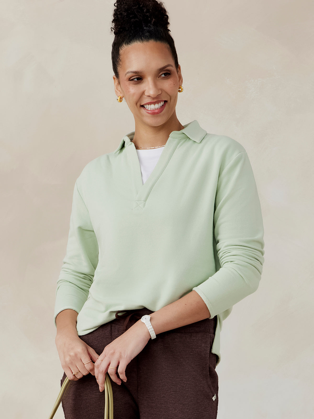 French Terry Polo Sweatshirt