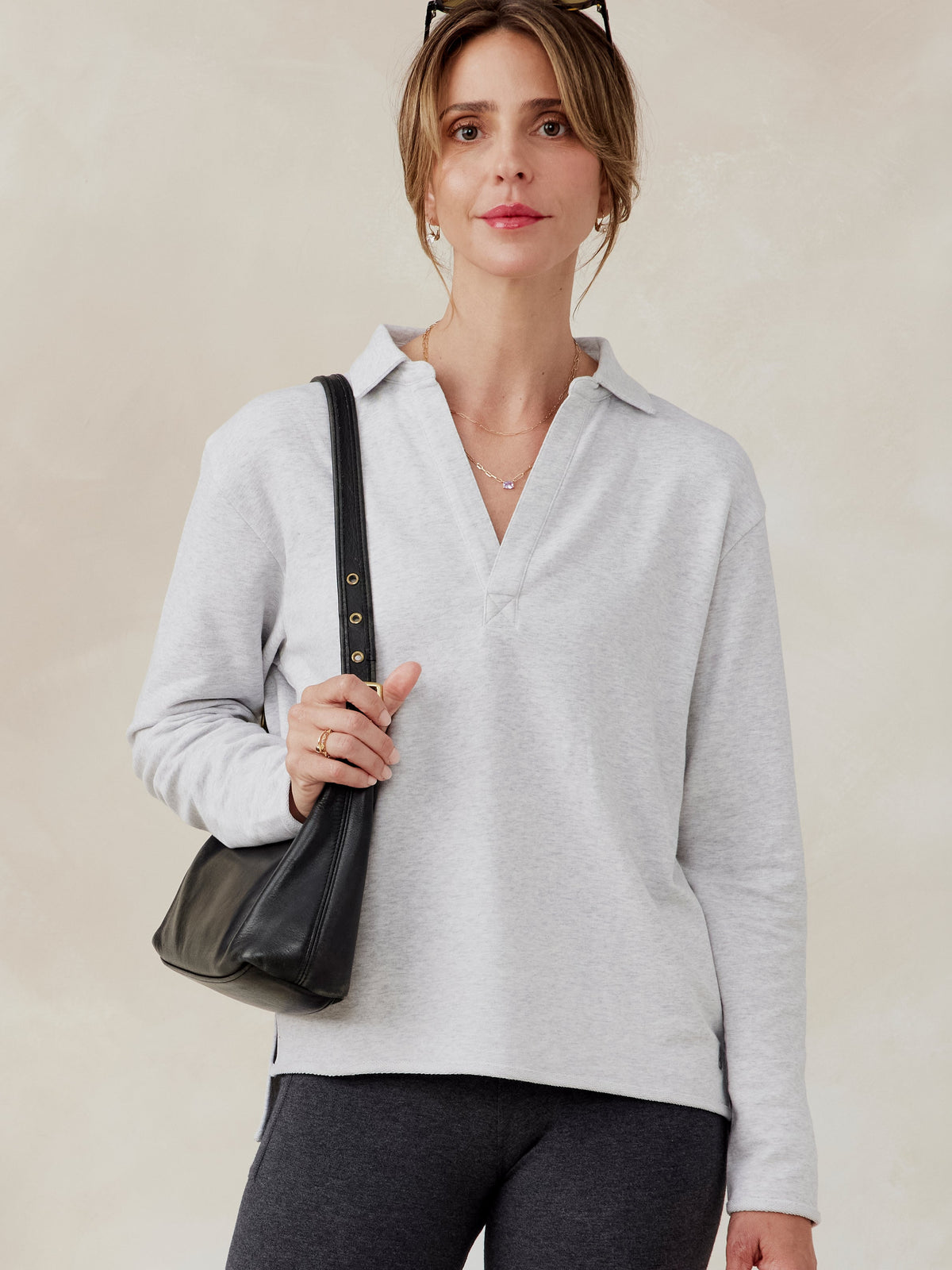 French Terry Polo Sweatshirt